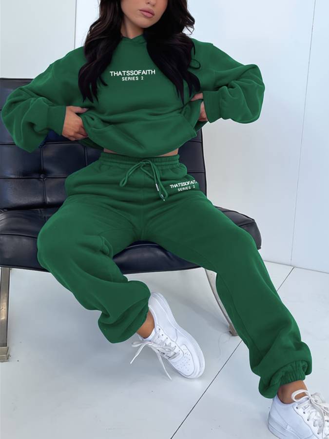 Casual Women's Sweatpants & Sweater Set - Harper-Dark Green-S-Nora Luxe