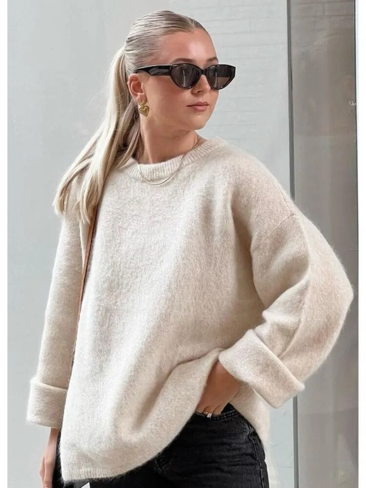 Casual Wool Ladies Sweater - Clara-Apricot-XS-Nora Luxe