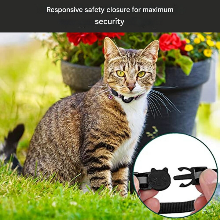 Cat Collar with Safety Closure - Milo-Black-Without GPS tracker-Nora Luxe