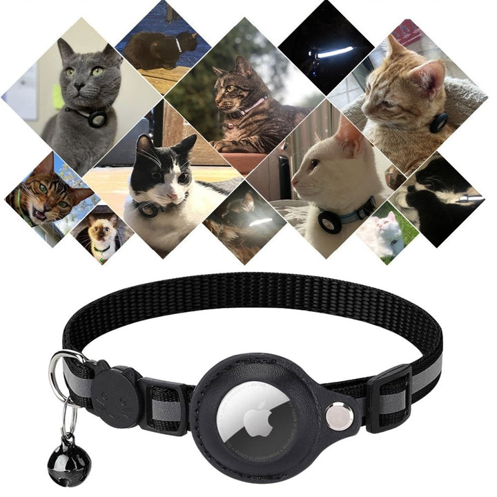 Cat Collar with Safety Closure - Milo-Black-Without GPS tracker-Nora Luxe