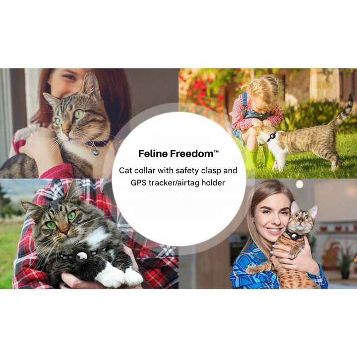 Cat Collar with Safety Closure - Milo-Black-Without GPS tracker-Nora Luxe