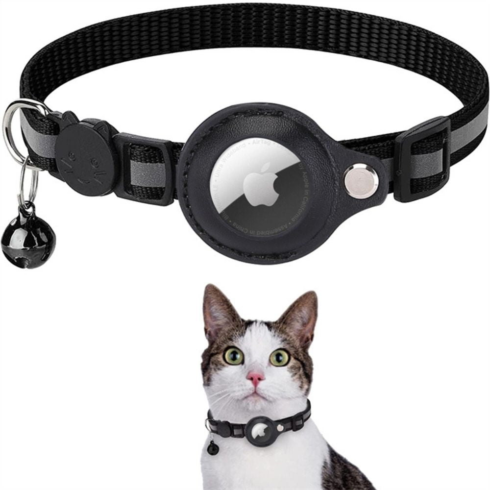 Cat Collar with Safety Closure - Milo-Black-Without GPS tracker-Nora Luxe