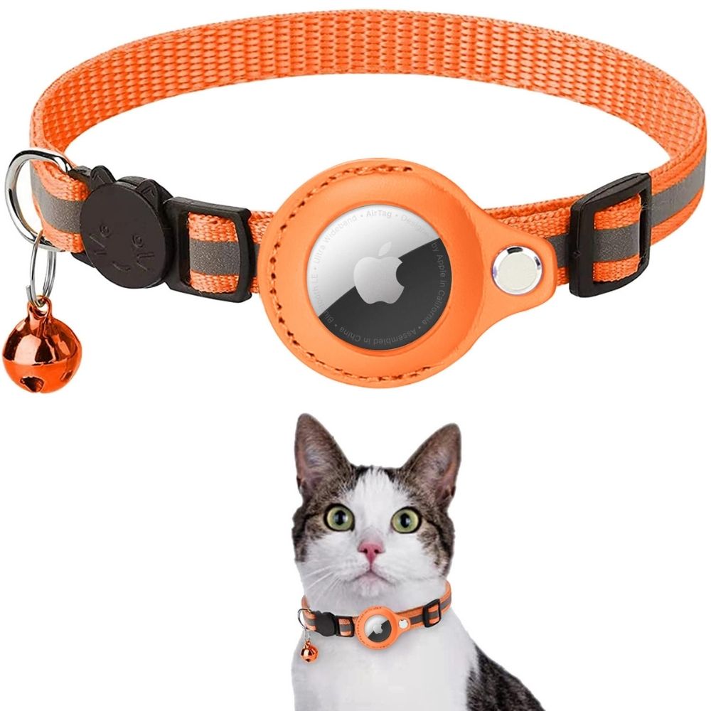 Cat Collar with Safety Closure - Milo-Orange-Without GPS tracker-Nora Luxe