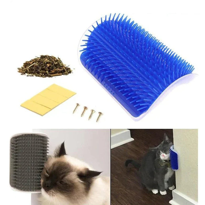 Cat Corner Brush for Self-Care - PurrGroom-Blue-3.54x5.12 inches-Nora Luxe