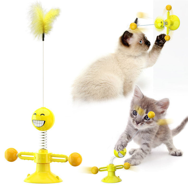 Cat Windmill Scratching and Play Station - TwirlPaws-Yellow Feather Man-Nora Luxe