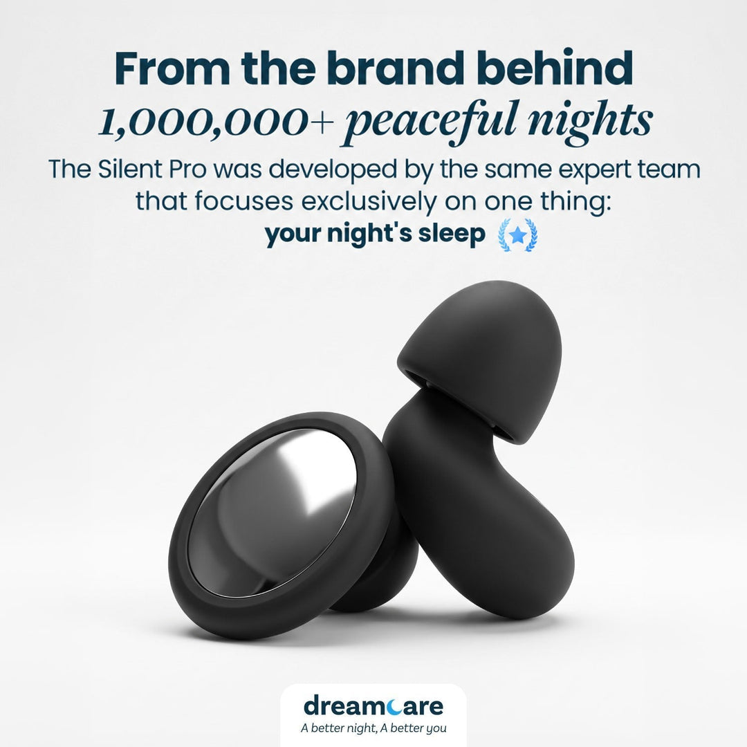 German version of the two black earplugs on a plain light background with brand-team text 16