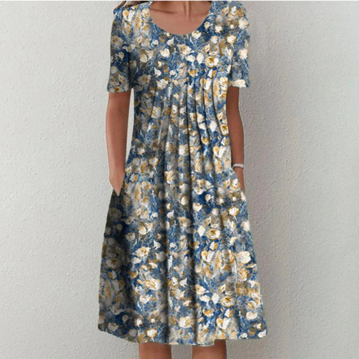 Chic Summer Dress - Luna-Blue-Yellow-S-Nora Luxe