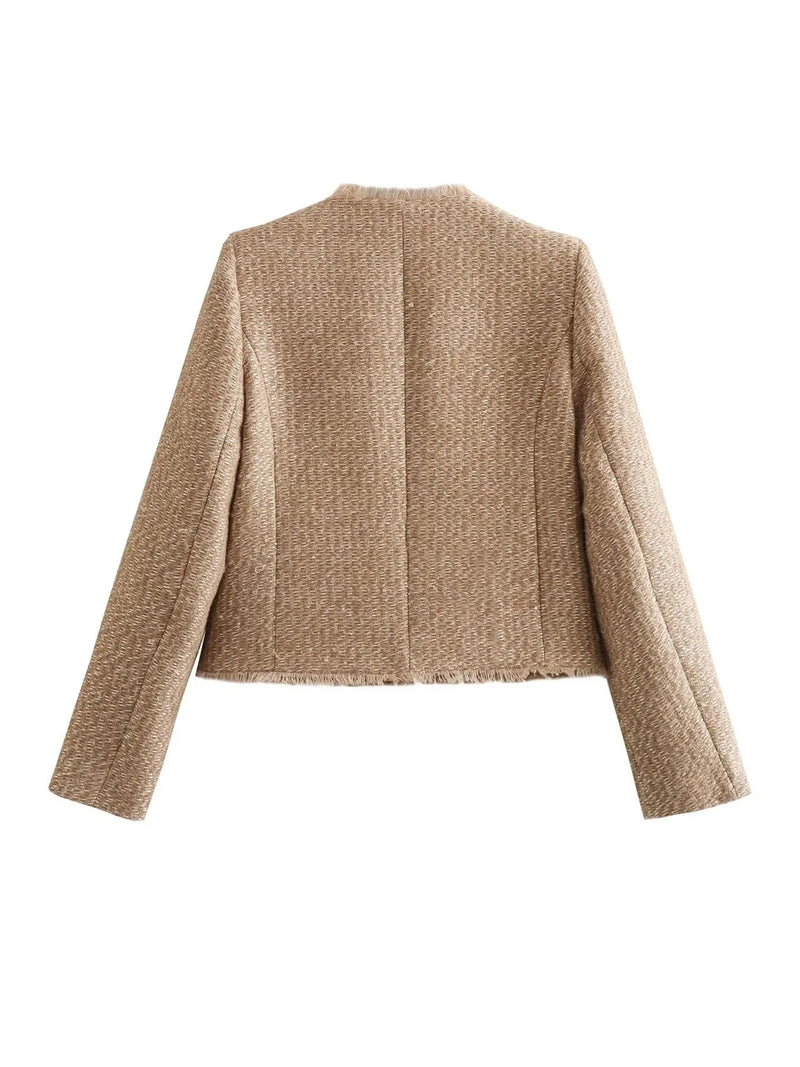 Chic Tweed Jacket with Gold Buttons - Evelyn-XS-Nora Luxe