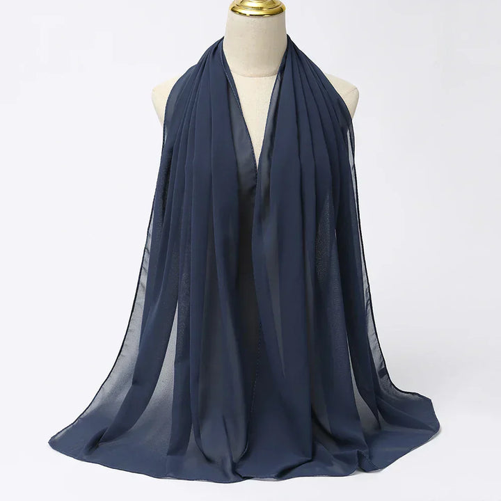 Chiffon Hijab Scarf – Leilani-Dark blue-Nora Luxe