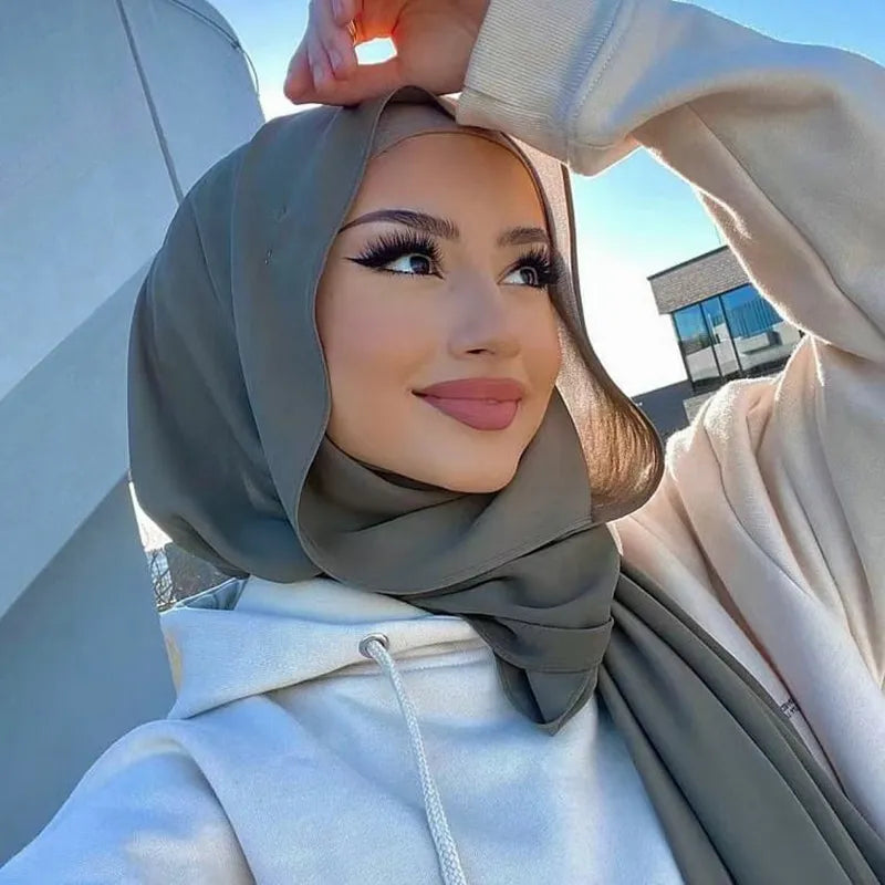 Chiffon Hijab Scarf – Leilani-Light blue-Nora Luxe