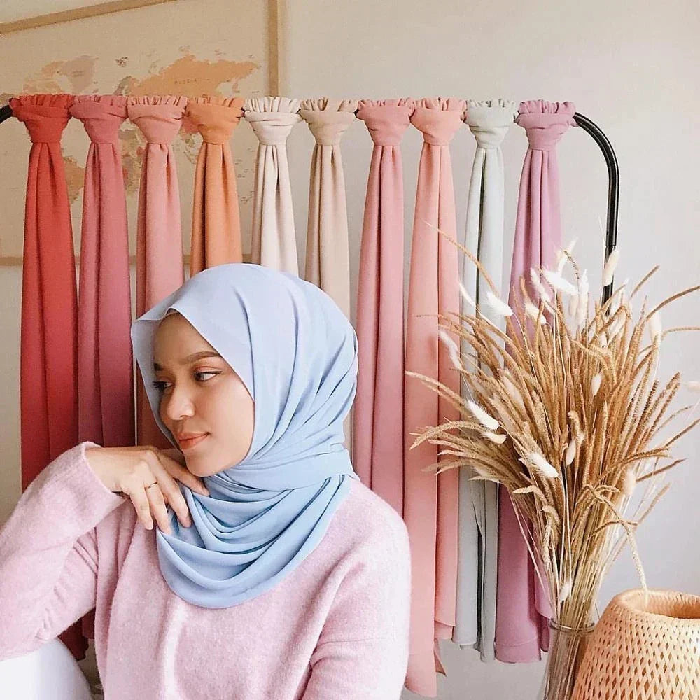 Chiffon Hijab Scarf – Leilani-Light blue-Nora Luxe