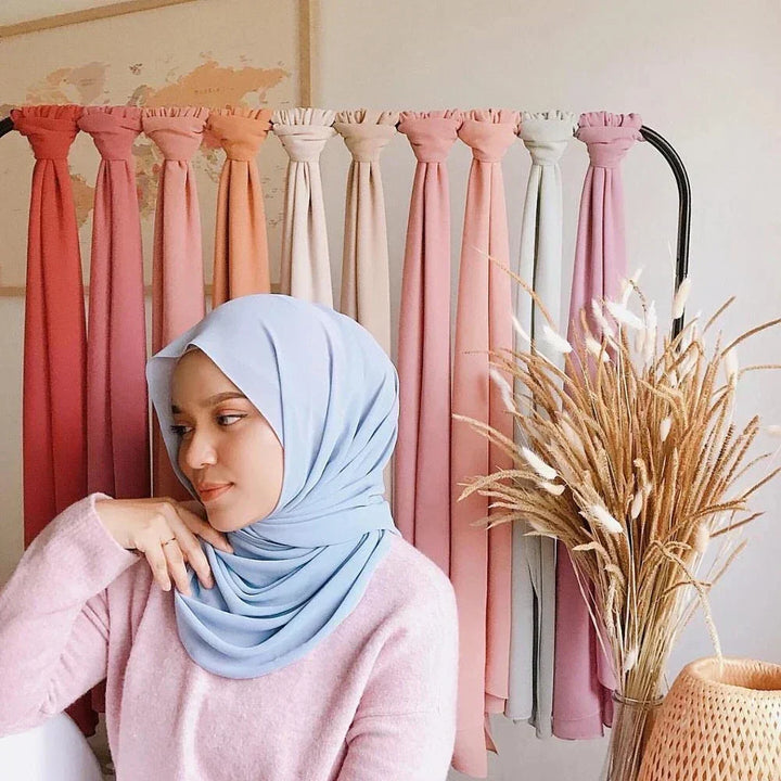 Chiffon Hijab Scarf – Leilani-Light blue-Nora Luxe