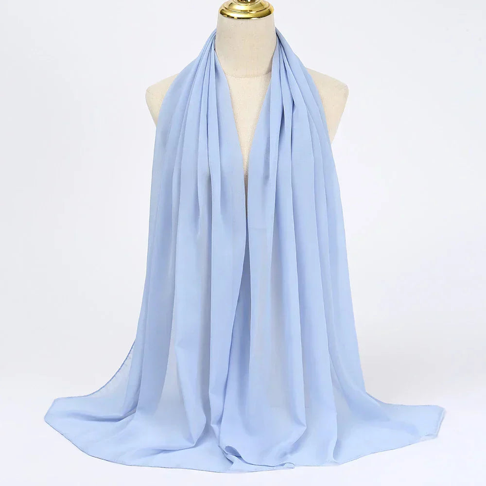 Chiffon Hijab Scarf – Leilani-Light blue-Nora Luxe