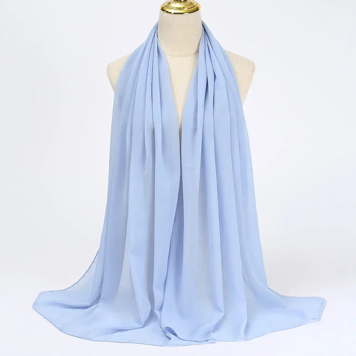 Chiffon Hijab Scarf – Leilani-Light blue-Nora Luxe