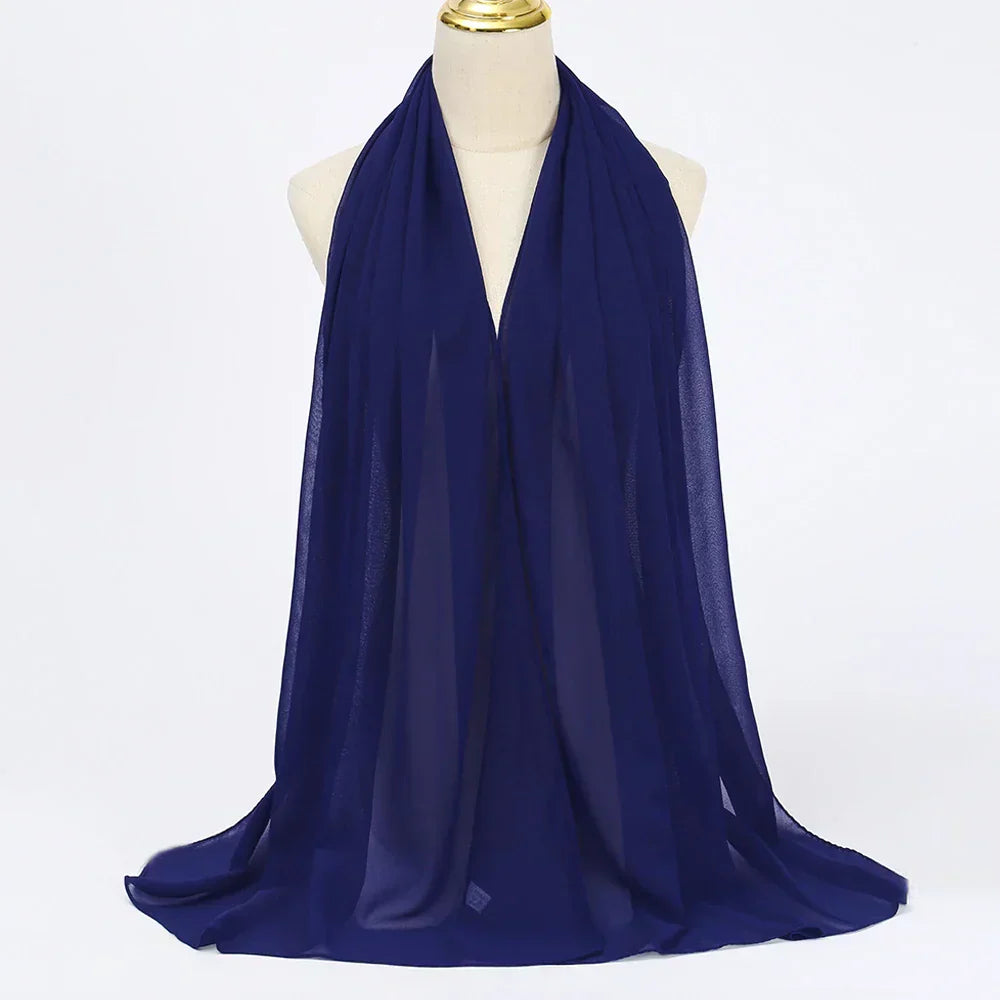 Chiffon Hijab Scarf – Leilani-Night blue-Nora Luxe