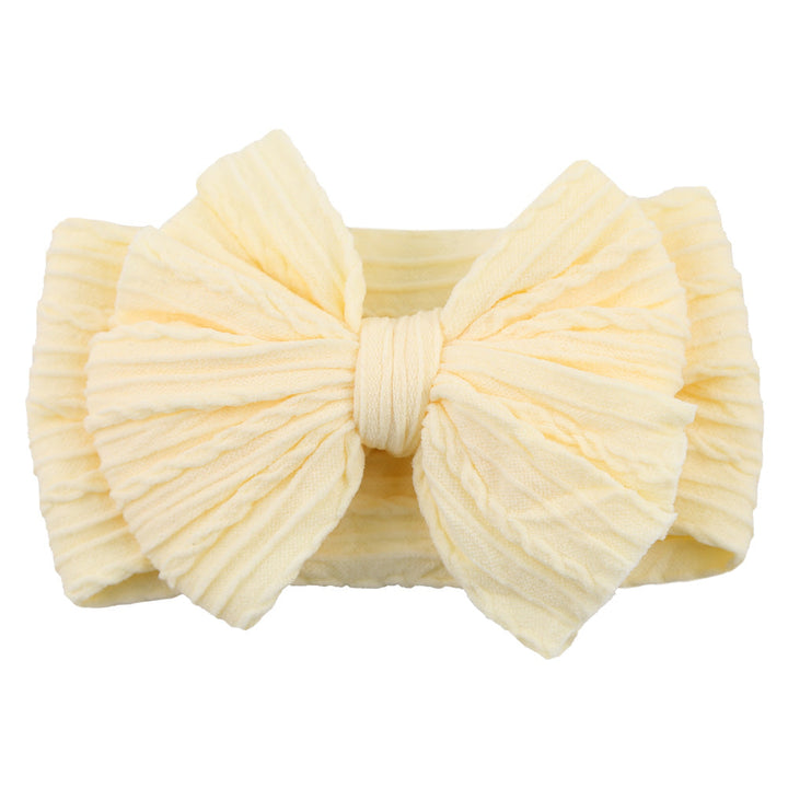 Children's Nylon Headband with Bow-Beige-Nora Luxe
