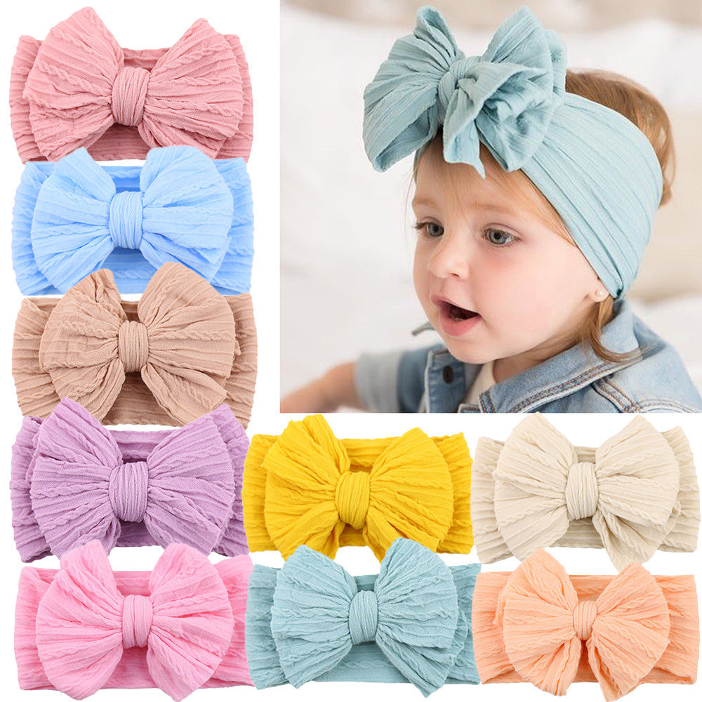 Children's Nylon Headband with Bow-Ivory-Nora Luxe