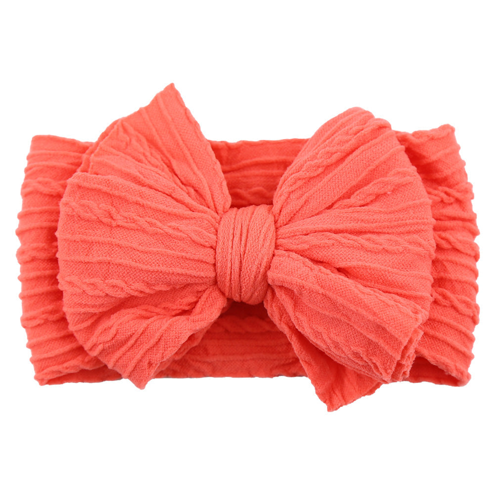 Children's Nylon Headband with Bow-Peach-Nora Luxe