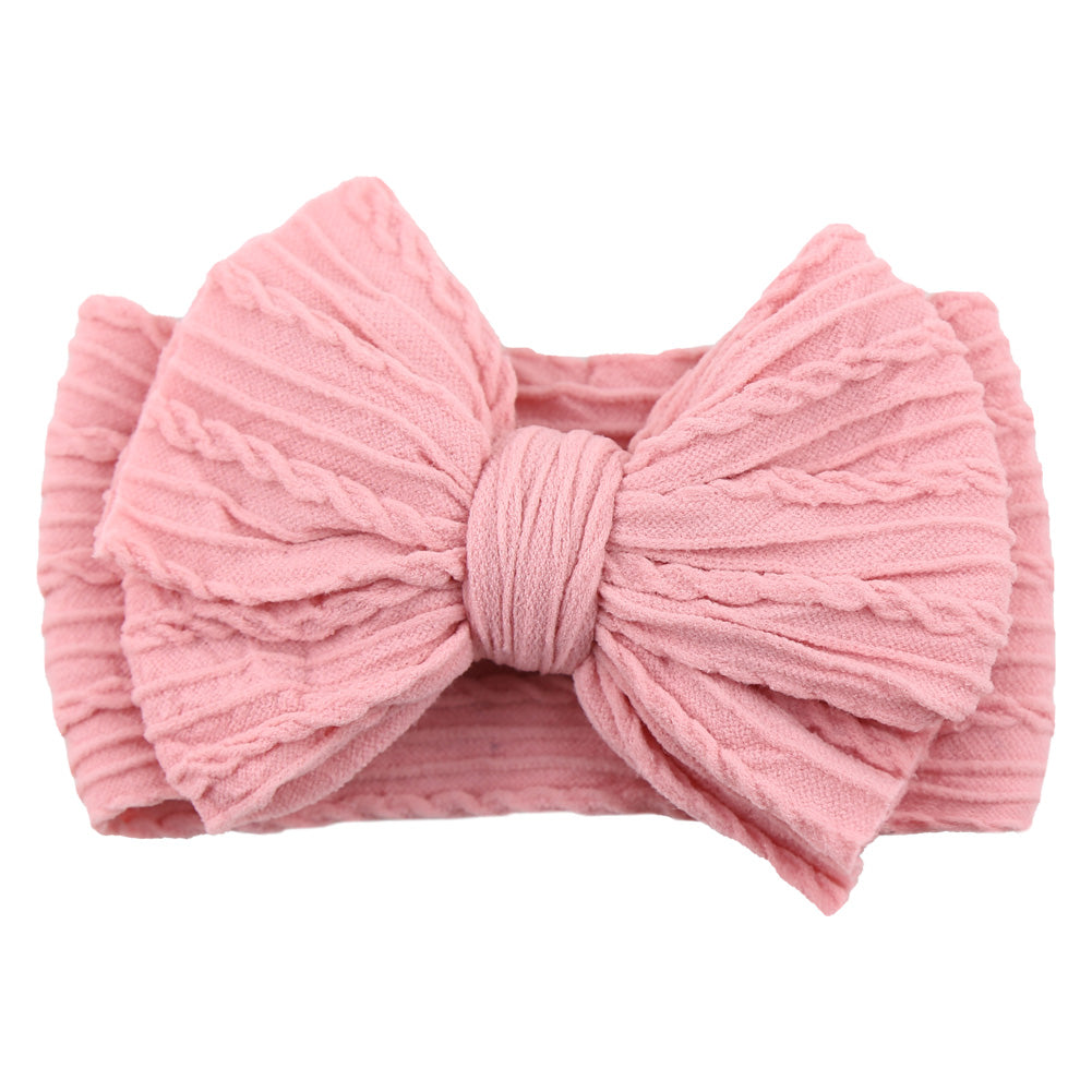 Children's Nylon Headband with Bow-Pink 2-Nora Luxe