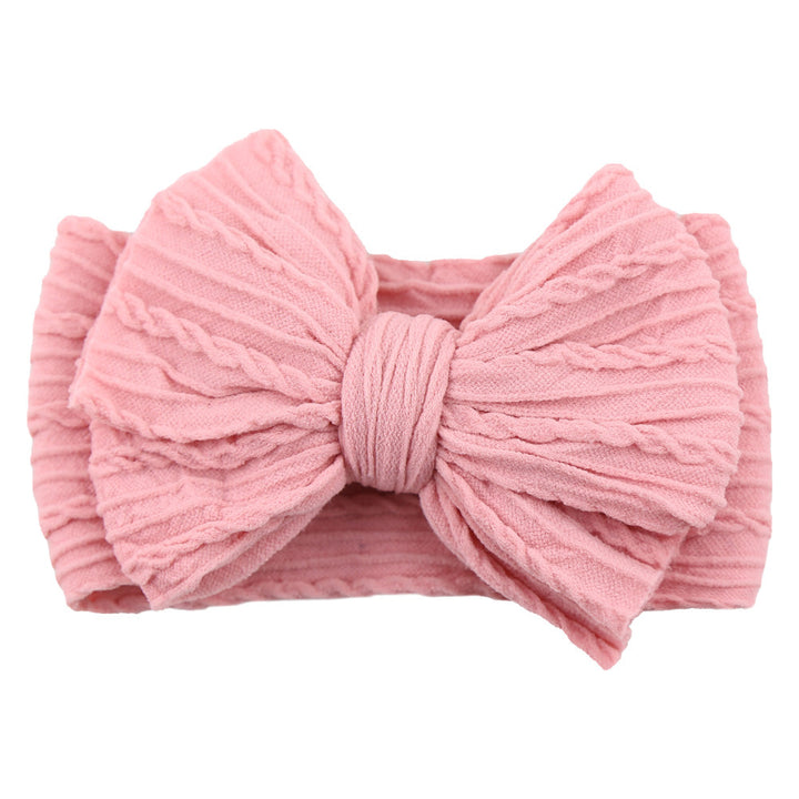 Children's Nylon Headband with Bow-Pink 2-Nora Luxe
