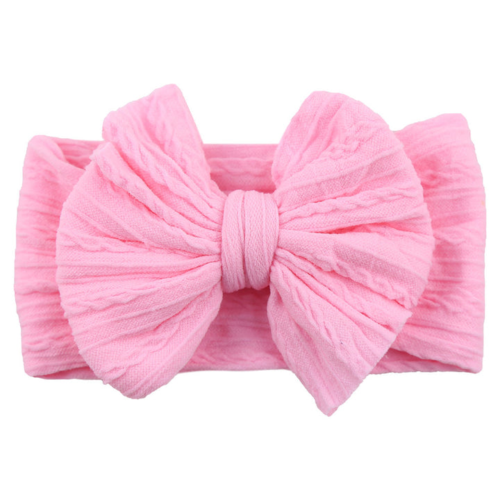 Children's Nylon Headband with Bow-Pink-Nora Luxe