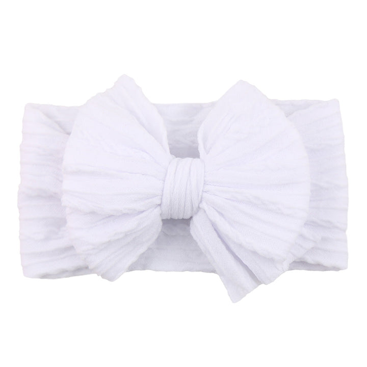Children's Nylon Headband with Bow-White-Nora Luxe