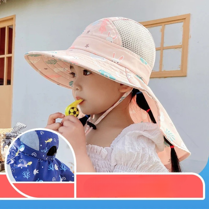 CHILDREN'S SUN HAT WITH UPF 50+ - WIDE BRIM AND ADJUSTABLE CHIN STRAP-Beige-Nora Luxe