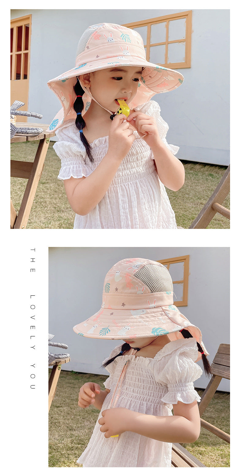 CHILDREN'S SUN HAT WITH UPF 50+ - WIDE BRIM AND ADJUSTABLE CHIN STRAP-Pink-Nora Luxe