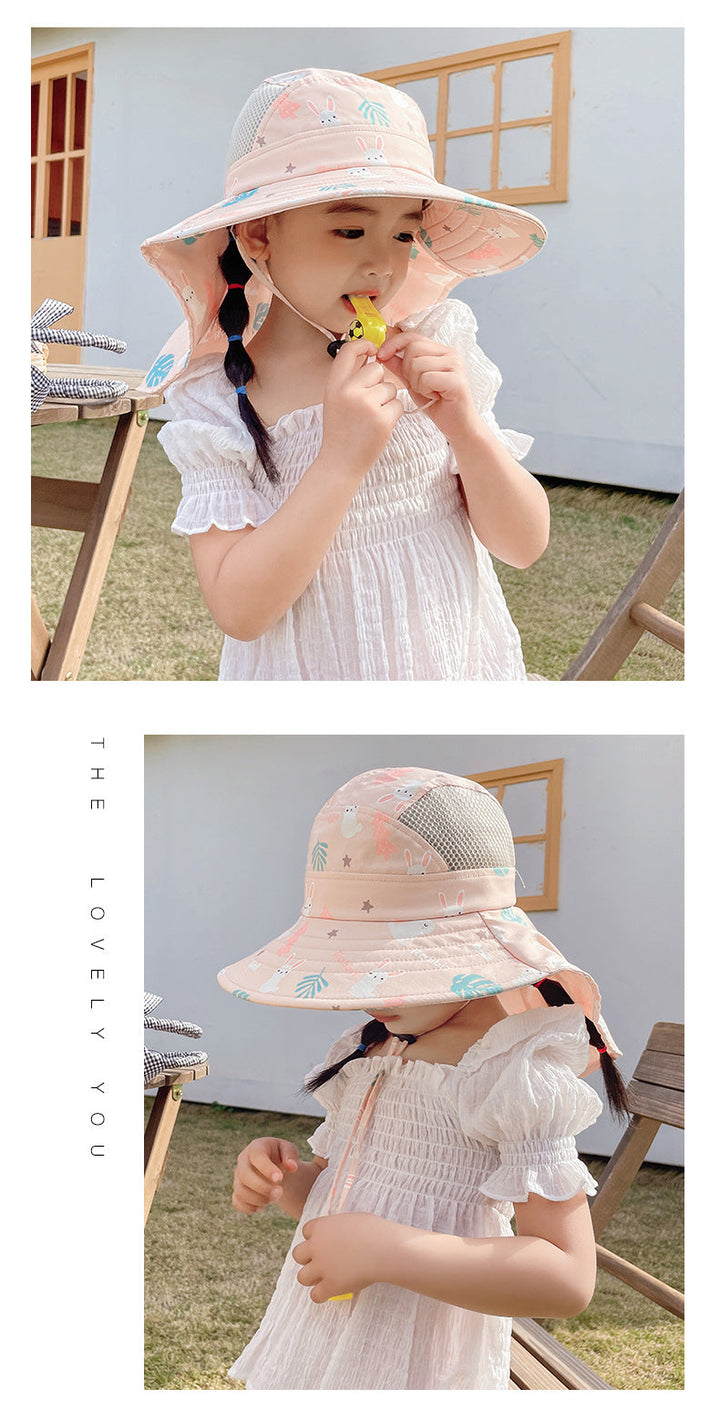 CHILDREN'S SUN HAT WITH UPF 50+ - WIDE BRIM AND ADJUSTABLE CHIN STRAP-Pink-Nora Luxe