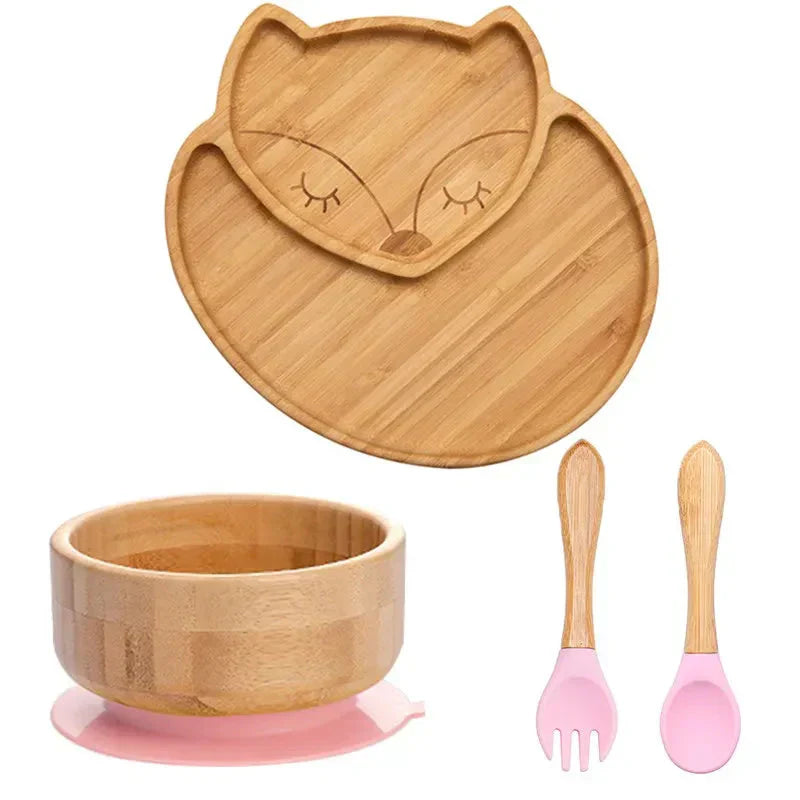 Children's Tableware Set with Suction Cup - EcoFeast-Lamb White-Nora Luxe