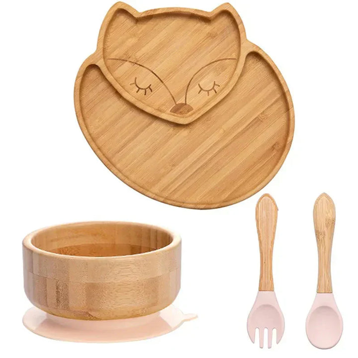 Children's Tableware Set with Suction Cup - EcoFeast-Lamb White-Nora Luxe
