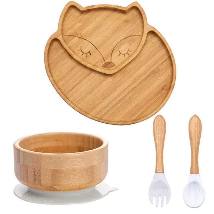Children's Tableware Set with Suction Cup - EcoFeast-Lamb White-Nora Luxe