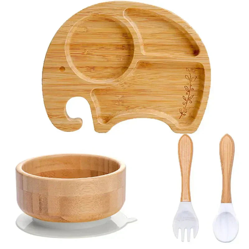 Children's Tableware Set with Suction Cup - EcoFeast-Lamb White-Nora Luxe