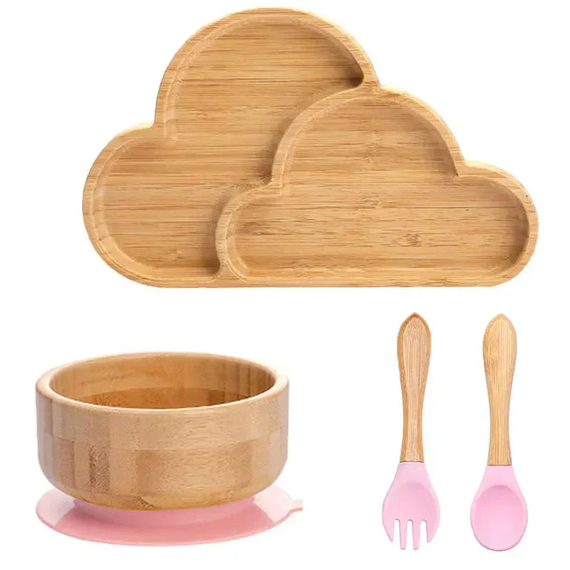 Children's Tableware Set with Suction Cup - EcoFeast-Lamb White-Nora Luxe