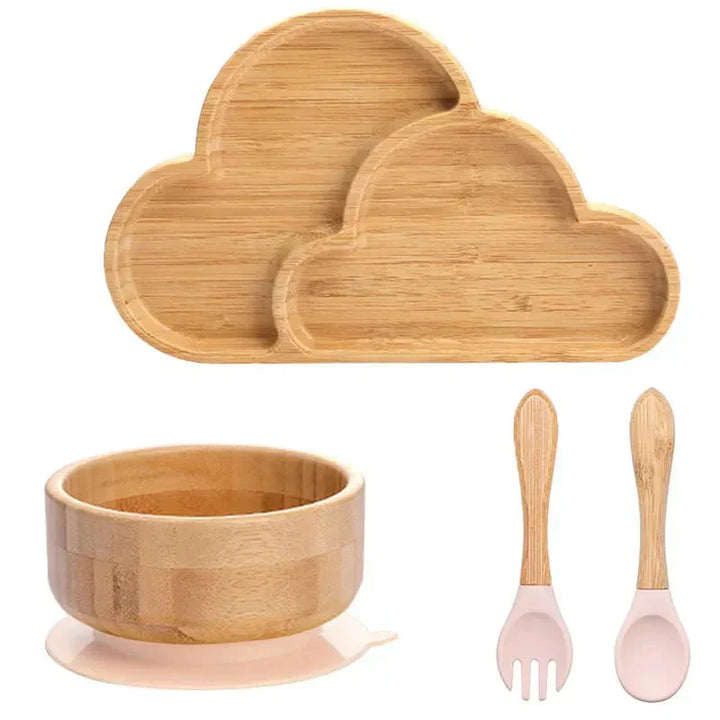 Children's Tableware Set with Suction Cup - EcoFeast-Lamb White-Nora Luxe