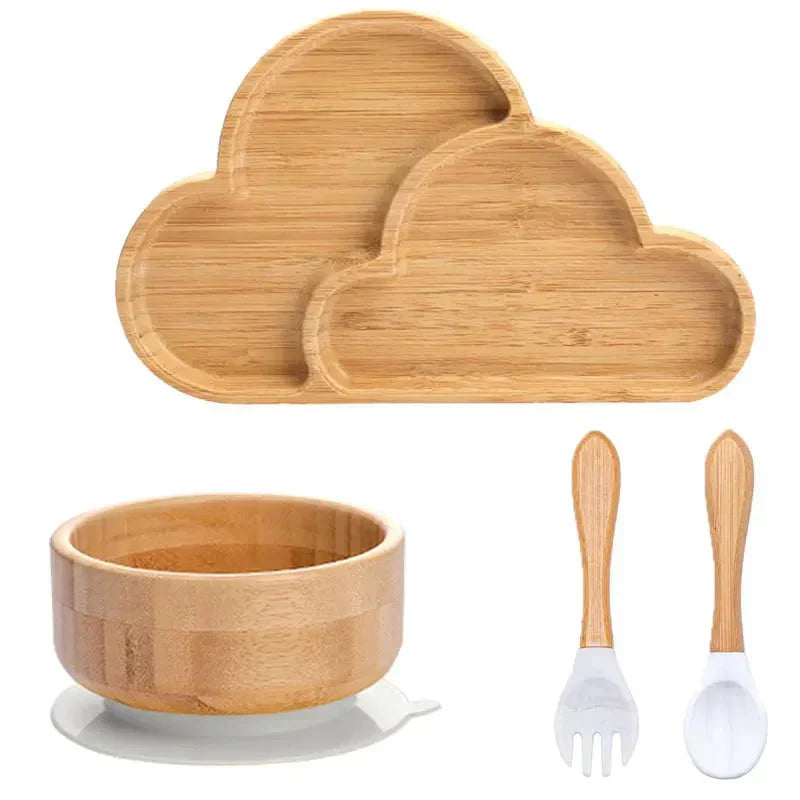 Children's Tableware Set with Suction Cup - EcoFeast-Lamb White-Nora Luxe