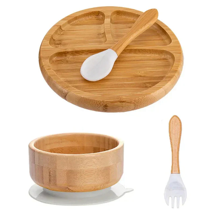Children's Tableware Set with Suction Cup - EcoFeast-Lamb White-Nora Luxe