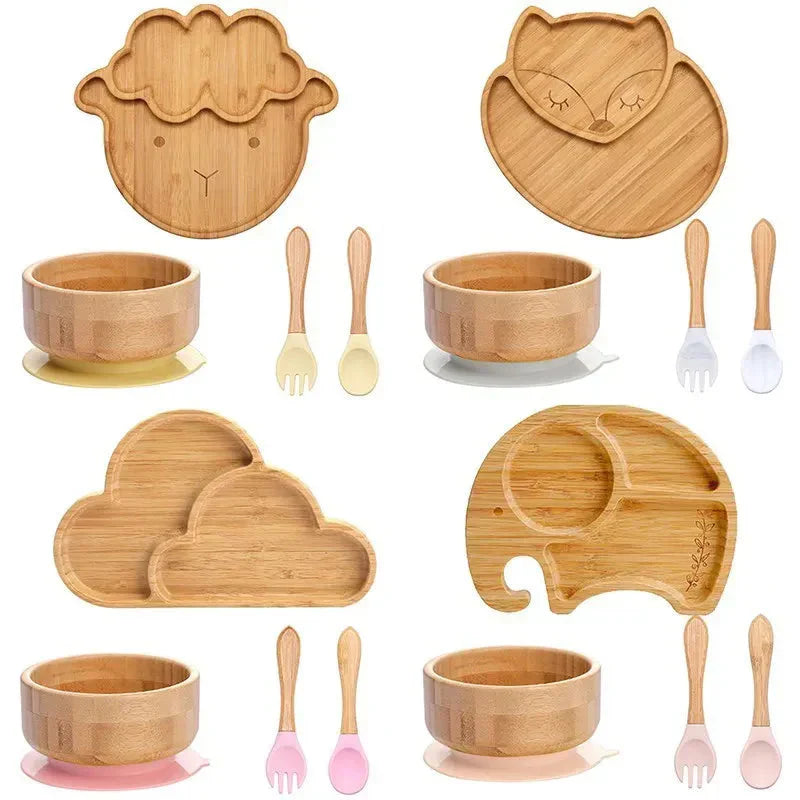 Children's Tableware Set with Suction Cup - EcoFeast-Lamb White-Nora Luxe