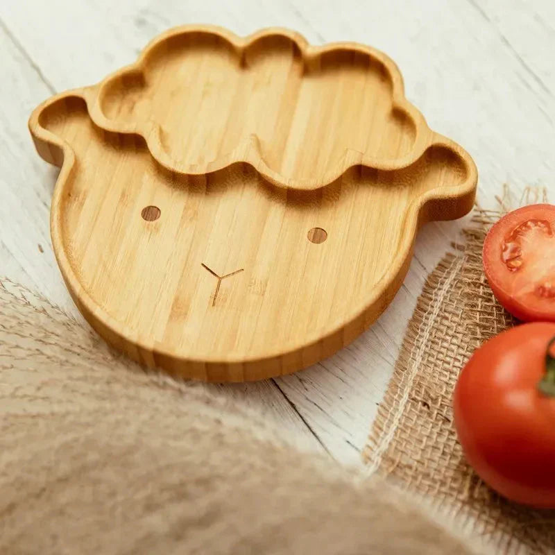 Children's Tableware Set with Suction Cup - EcoFeast-Lamb White-Nora Luxe