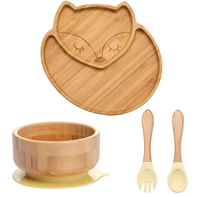 Children's Tableware Set with Suction Cup - EcoFeast-Lamb White-Nora Luxe