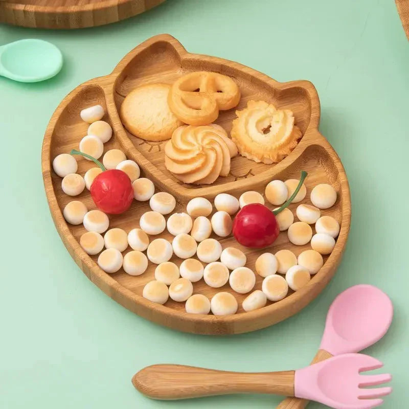 Children's Tableware Set with Suction Cup - EcoFeast-Lamb White-Nora Luxe