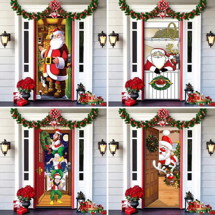 Christmas Door Decoration - MerryDoor-Style 1-91 × 90.55 inches-Nora Luxe