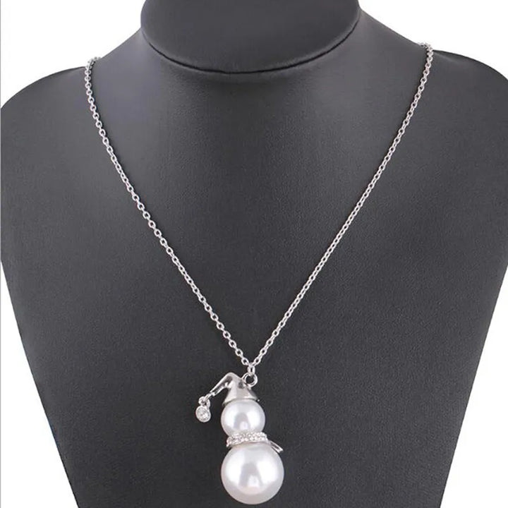 CHRISTMAS SNOWMAN PEARL NECKLACE | Festive Women's Jewellery | Holiday Cheer-GOLD-Nora Luxe