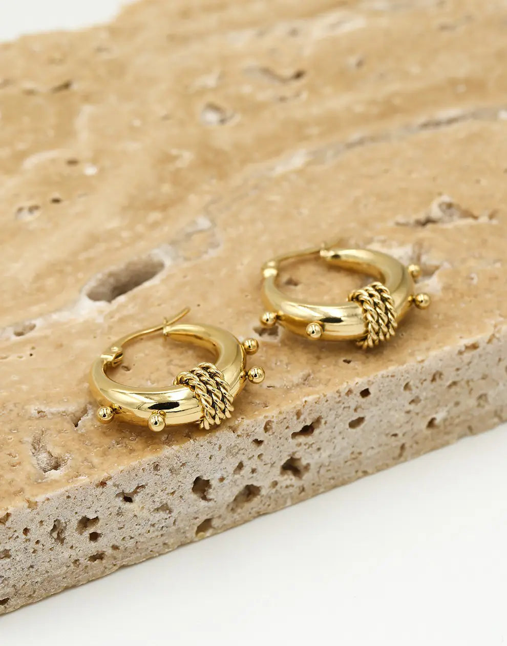 Chunky Bali-Style Earrings-Gold-Nora Luxe