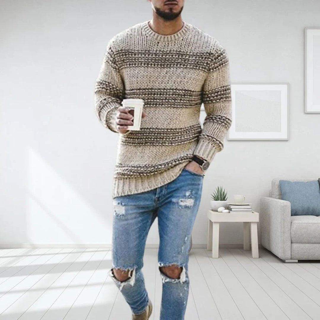 Chunky Knit Scandinavian Men's Sweater - Arvid-Khaki-S-Nora Luxe