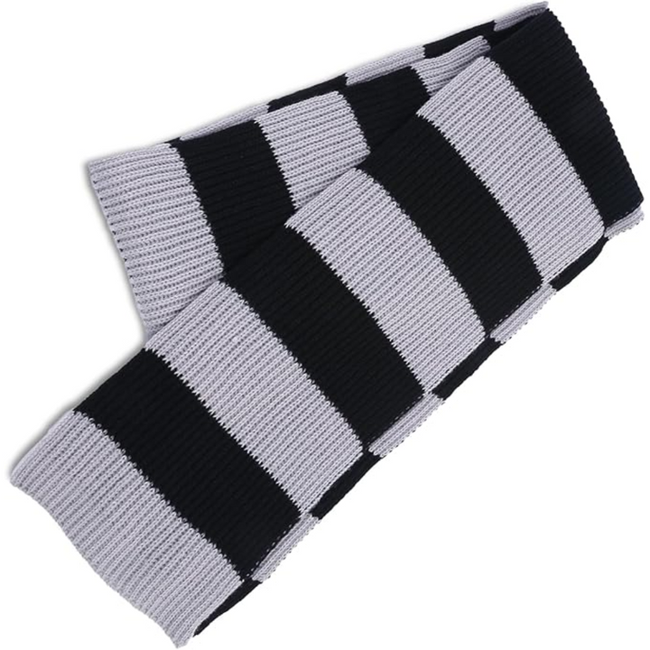 Chunky Knitted Striped Scarf for Men - Chris-Black/Gray-Nora Luxe