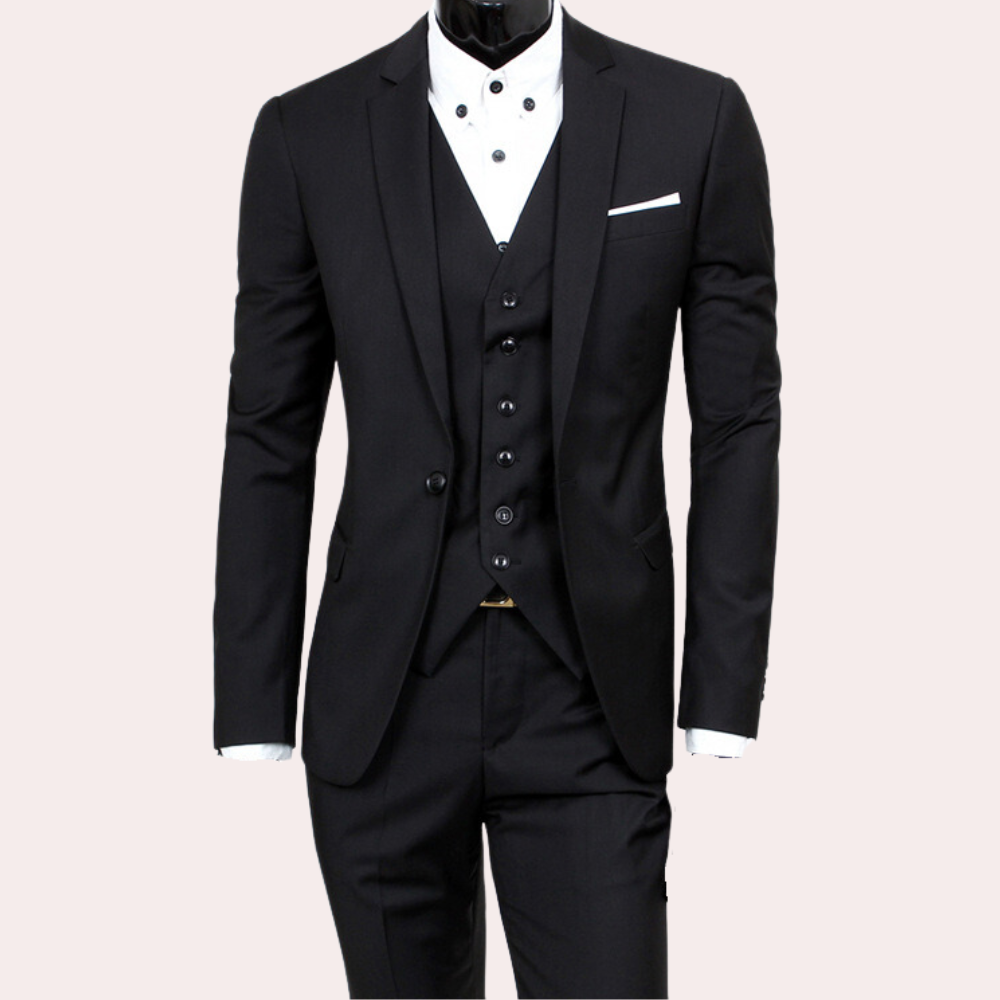 Classic 3-Piece Men's Suit - Theo-Black-S-Nora Luxe