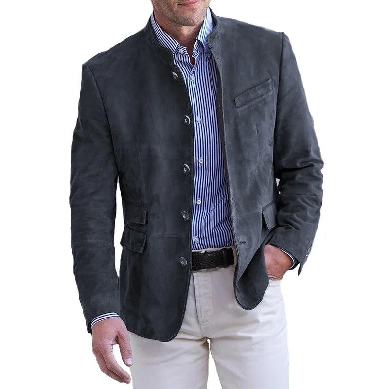 Classic Button-Down Jacket for Men – Magnus-Dark blue-S-Nora Luxe