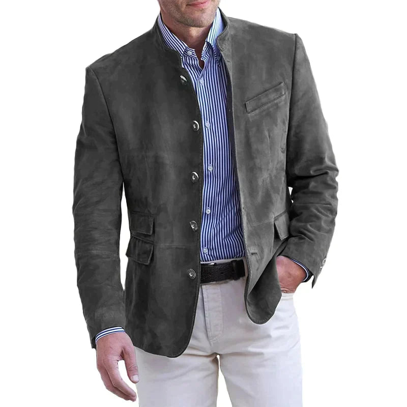 Classic Button-Down Jacket for Men – Magnus-Gray-S-Nora Luxe
