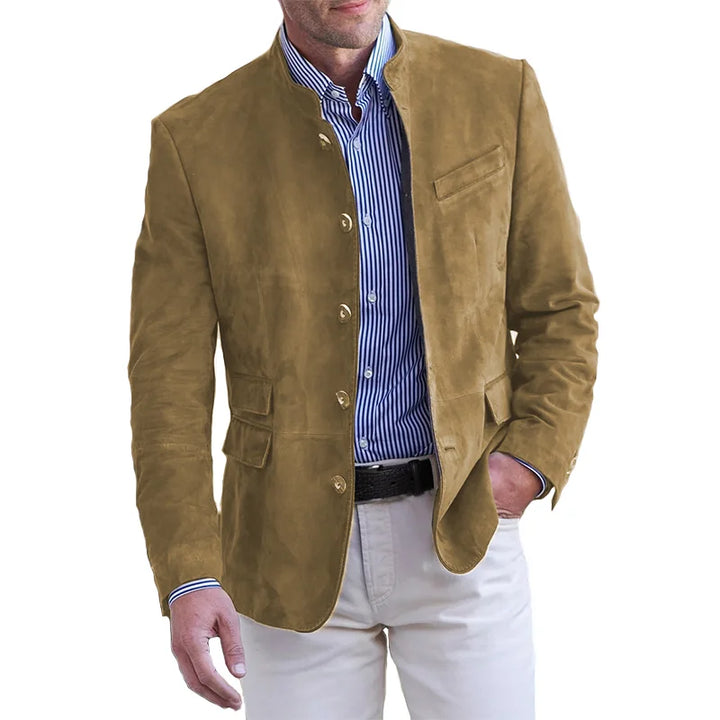 Classic Button-Down Jacket for Men – Magnus-Khaki-S-Nora Luxe